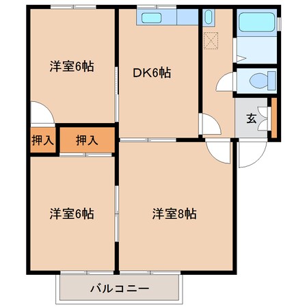 王の瀬 徒歩5分 2階の物件間取画像